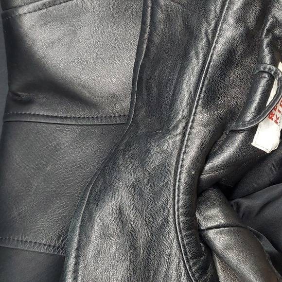 Red Kid Leather Trench Coat Jacket S - Picture 14 of 15